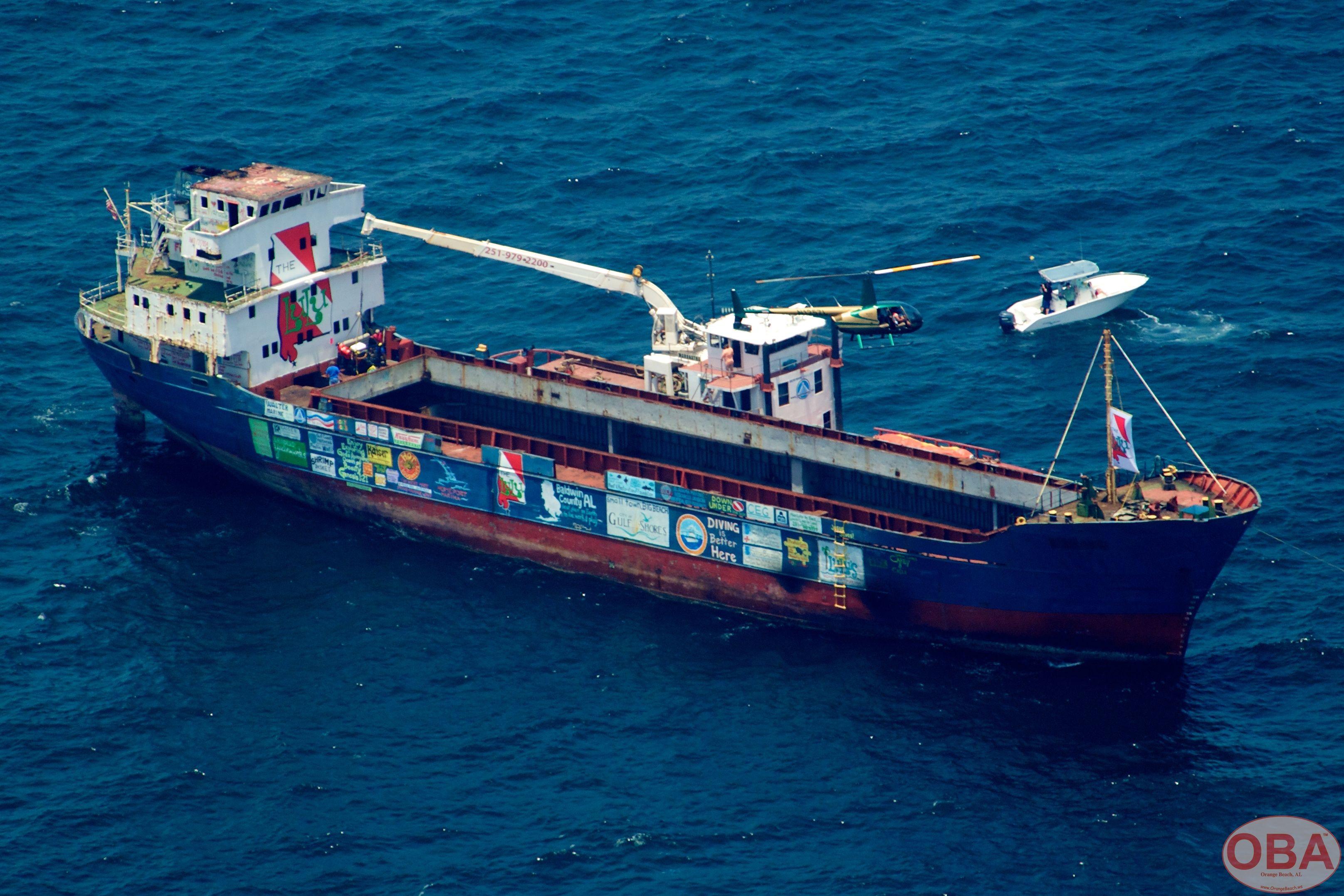 LuLu vessel floating offshore before its controlled sinking